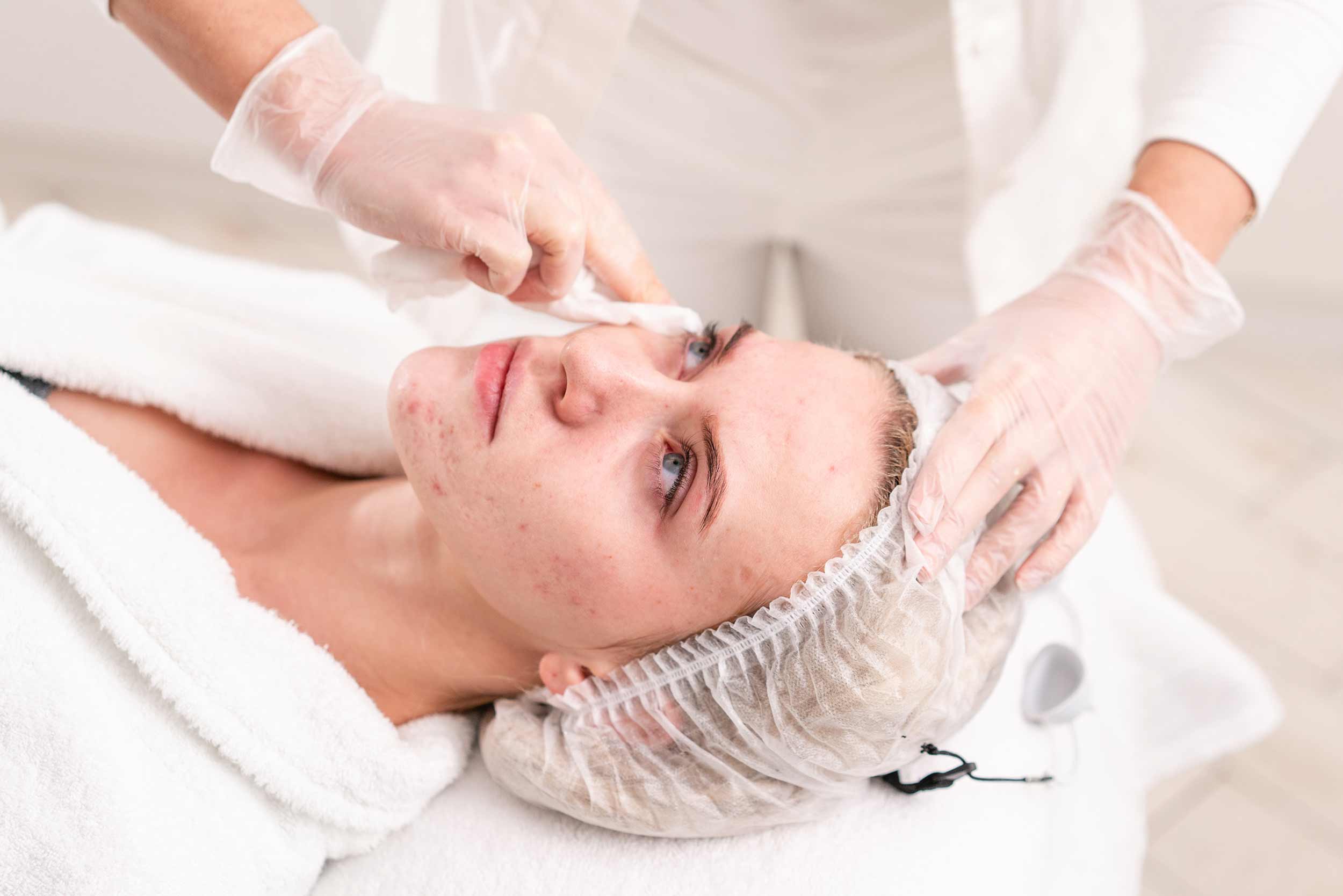 Lady touching her face and slimming photo